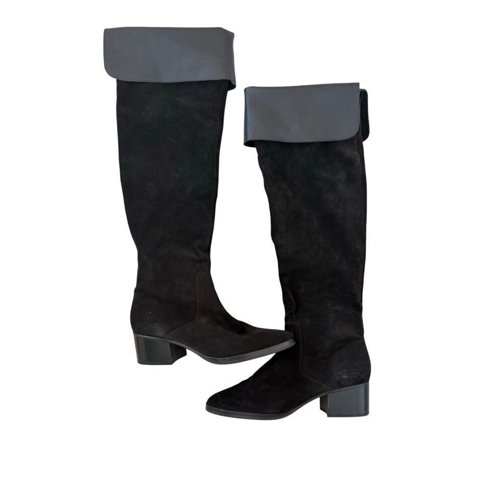 Via Spiga Womens Black Suede Block Heel Sophies Over The Knee Boots Size 8.5